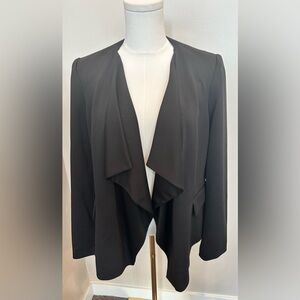 Karl Lagerfeld Paris Black Drape Waterfall Open-Front Blazer Jacket sz M